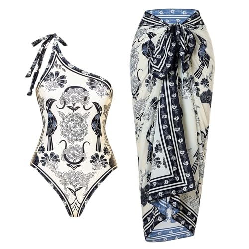 Maillot de bain 2 pièces asymétrique avec jupe en mousseline pour vos journées à la plage