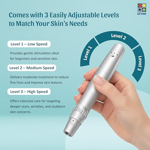 Image of Microneedling Pen Professional Derma Pen with Adjustable Needle Depth, 3 Speed Rechargeable Micro Needling Device for Acne Scars, Wrinkles, Hair Growth Skin Repair, & More