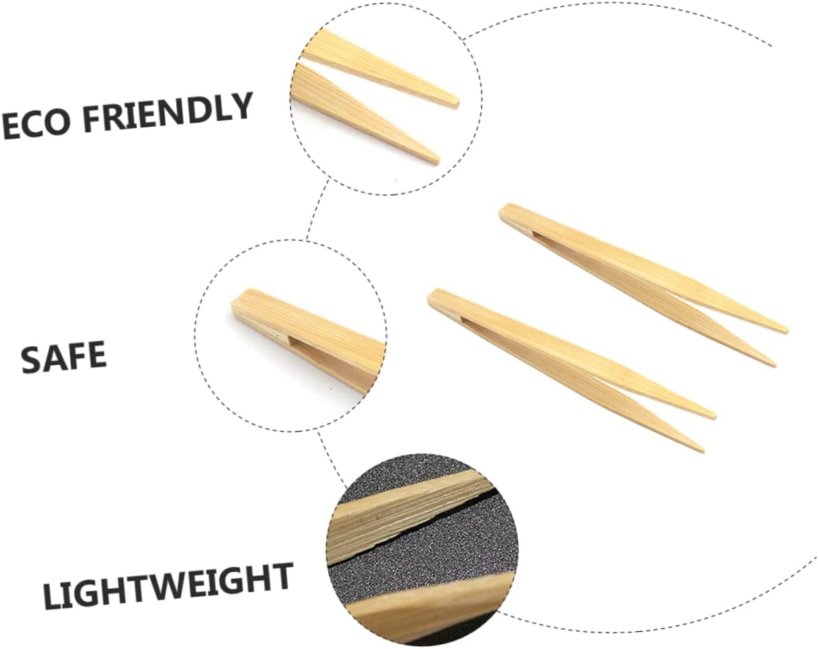 SUPVOX 2pcs Bamboo Feeding Clip for Reptiles Non-Skid Tweezer for Lizard Snake Bearded Dragon Safe Odor Material for Pet Feeding and Terrarium Cleaning
