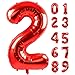 40 Inch Large Red Number 2 Balloon Extra Big Size Jumbo Digit Mylar Foil Helium Balloons for Birthday Party Celebration Decorations Graduations Wedding Anniversary Baby Shower Supplies Photo Shoot