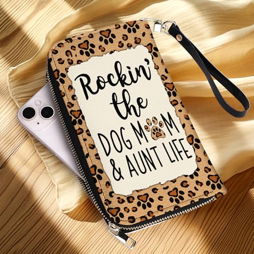 Aunt Gifts - Auntie Gifts From Niece or Nephew - Mother Day, Birthday Gifts For Aunt - Dog Mom Aunt Purse - Dog Mom Gifts For Women Dog Owner - Leather Long Wallet for Work, Travel 6