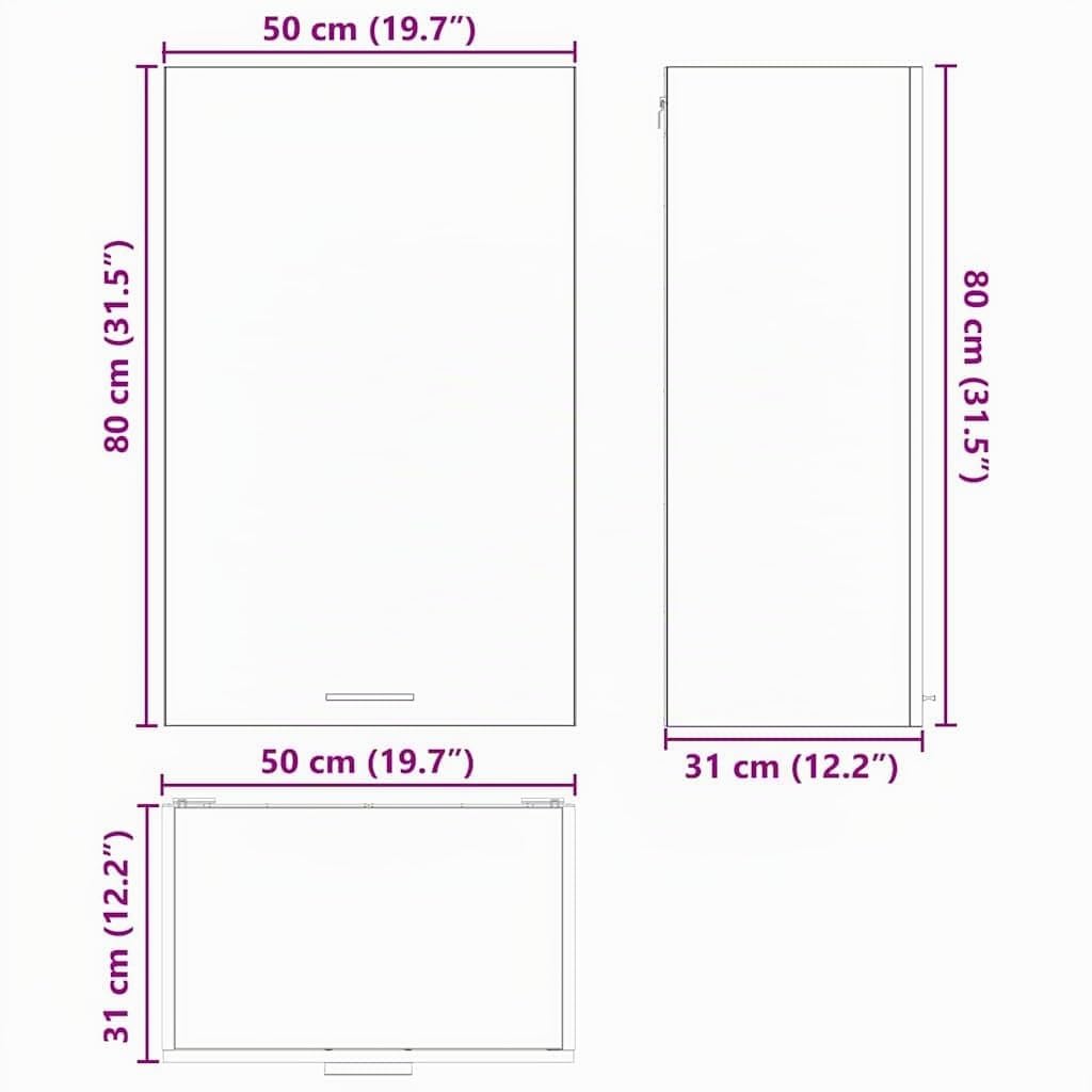 vidaXL Hängeschrank Weiß 50 x 31 x 80 cm Holzwerkstoff