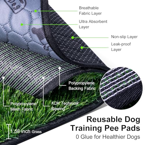 Alckijy 68x52 cm Hundeklo Hundetoilette Welpentoilette mit Kunstrasen, Hochdurchlässiger Hundetoilette Welpenklo Haustiertoilette, mit Waschbar Wiederverwendbar Trainingsunterlage für drinnen draußen