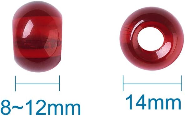 Cheriswelry 200pc Handmade Lampwork Glass European Beads Rondelle Large Hole Charms Crystal Loose Space Slide Charms no Metal Core 5mm Hole fit Snake Chains Bracelet 14x8.5~10mm for DIY Jewelry Making