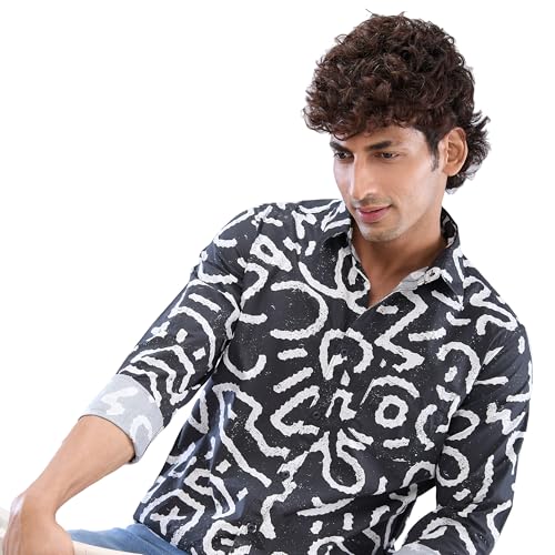 Image of Spykar Men's Slim Fit N /A Full Sleeve Printed Casual Shirts