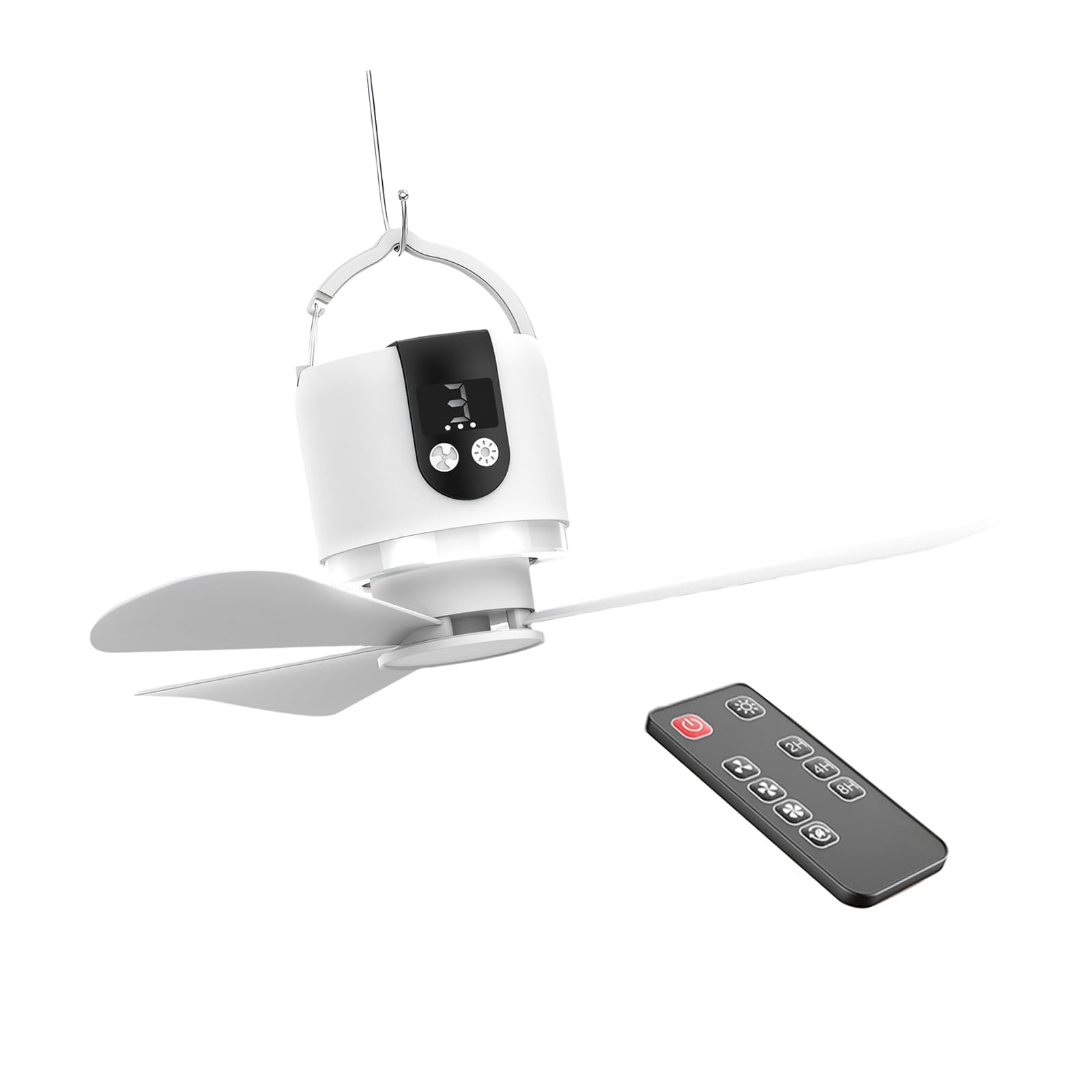 Hredwep 16.5Inch Portable Camping Fan With Remote Control 15600mAh Battery USB Rechargeable LED Light 3 Speed Tent Fan
