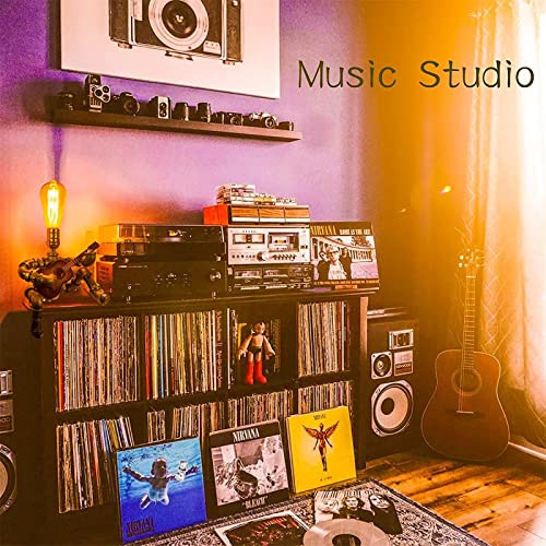 Steampunk Table Lamp, Retro Guitar Desk Lamp With Edison Bulb, Unique Music Art Room Decor Stuff Gifts For Men Cave, Cool Industrial Metal Pipe Robot Lights, Fun Birthday Gift For Any Music Lover #TOP4