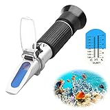 Tiaoyeer Salinity Refractometer with ATC Refractometer for Seawater, Pool, Tank, Testing, Marine, Fishkeeping, Dual Scale-Specific Gravity 0-100PPT & 1.000-1.070