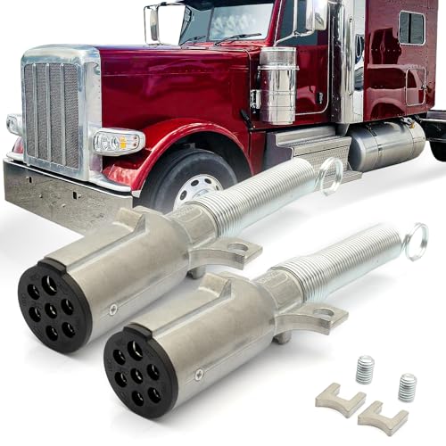 High Soar 7 Way Trailer Plug Tester 2 Pcs, 7 Way Trailer Cord with Spring Guard Wiring Harness Power Electric Adapter Plug for Semi Truck Trailer Heavy Duty Cable Connector Extension