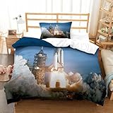 Design unique de l'impression:Cette nouvelle literie décorative rend votre chambre élégante et charmante,le design luxueux et chic se marie parfaitement avec n'importe quel décor, cette literie moderne imprimée en 3D The Discovery Shuttle n'est pas seulement adaptée à votre propre chambre, chambre d'amis, mais aussi un excellent cadeau pour les garçons, les filles, les adolescents, les femmes, les hommes, les enfants, les petits amis, les petites amies pour l'anniversaire et le nouvel an.