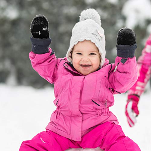 Image of Baby Toddler Winter Mittens For Boy Girl Kids Warm Gloves Easy-On Sherpa Fleece Lined Snow Gloves 2 Pairs