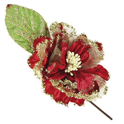 STEFANAZZI 4 pcs piolet de Noël Rose en Velours Rouge doré décorations de Bricolage pour Le Sapin de Noël Paquets Cadeaux Branches décoratives pour Centre de Table Guirlande réaliste Cover