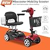 20 Miles 4 Wheels Mobility Scooter for Seniors/Adults Up to 300LBS,350W Electric Wheelchair Detachable Lithium Battery,Dual Baskets,Rotating Seat,with Taillight, USB Charging, Red 18AH