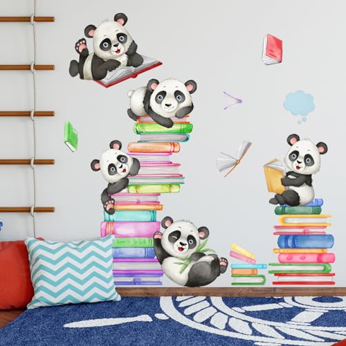 Vinilos Decorativos Panda Lectura para Pared Infantil miniatura 6