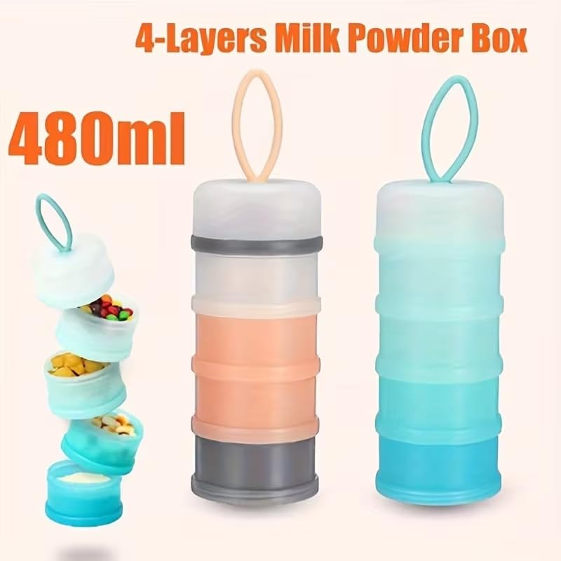 Image of Plastic Baby Formula Container Dispenser On The Go, 5 Compartments Stackable Formula Container for Travel, Baby Milk Powder Kids Snack, Bpa Free Non-Spill Milk Powder Box
