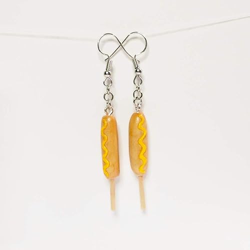 Miniatura 2 de Corn dog with Mustard Earrings Faux Food Drink Jewelry Halloween Christmas