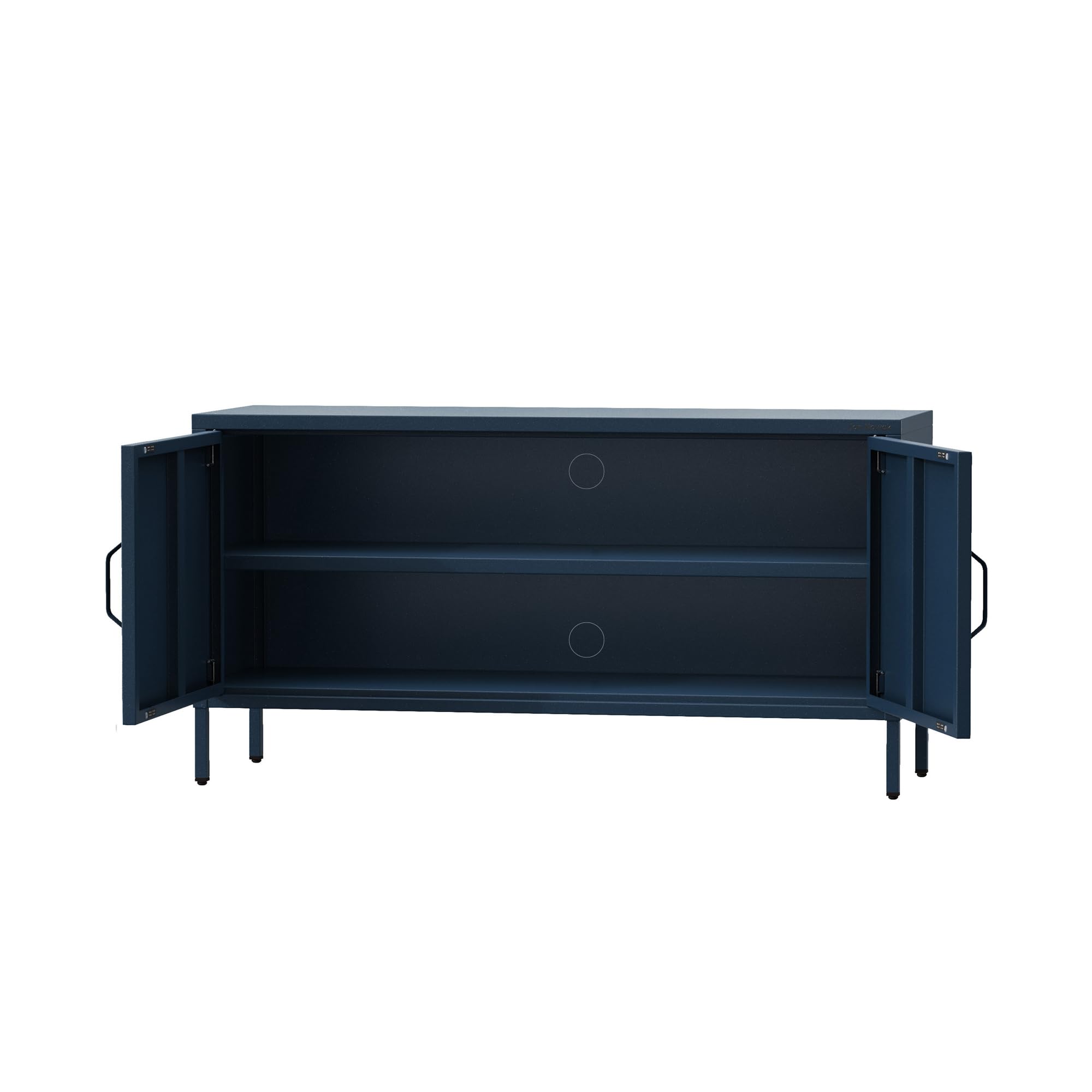 Jan Nowak TV Schrank, Fernsehschrank Metall - ROSA | TV Board Glitzernd für Wohnzimmer, Schlafzimmer | Industrial Loft Stil | Fernsehtisch mit Türen und Stauraum | 115 x 59,5 x 40 cm | Dunkelblau