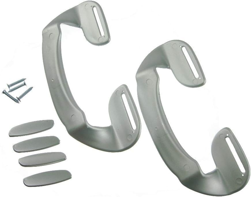 Ufixt 2 x pasuje do Candy, Caple, Coolzone, Daewoo, Diplomat i Electrolux uniwersalny srebrny plastikowy uchwyt do lodówki zamrażarki