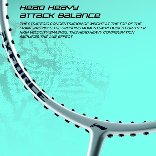 Image of Li-Ning Axforce Tiger Strung Badminton Racquet for Professional Players| 32 LBS Max Tension | Head Heavy | 7mm Flexible Shaft | Carbon Fibre Frame
