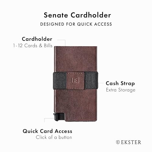 Ekster Senate Cardholder Wallet For Men | Slim Wallets For Men With Rfid Blocking Layer | Modern & Minimalist Wallet With Push Button For Quick Card Access (Classic Brown) #TOP1