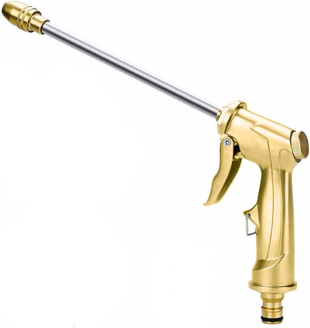 Gold Garden Hose Nozzle, Adjustable High Pressure Metal Spray Gun, Leak Proof Spray Nozzle for Yard Work, Car Washing, Cleaning Work
