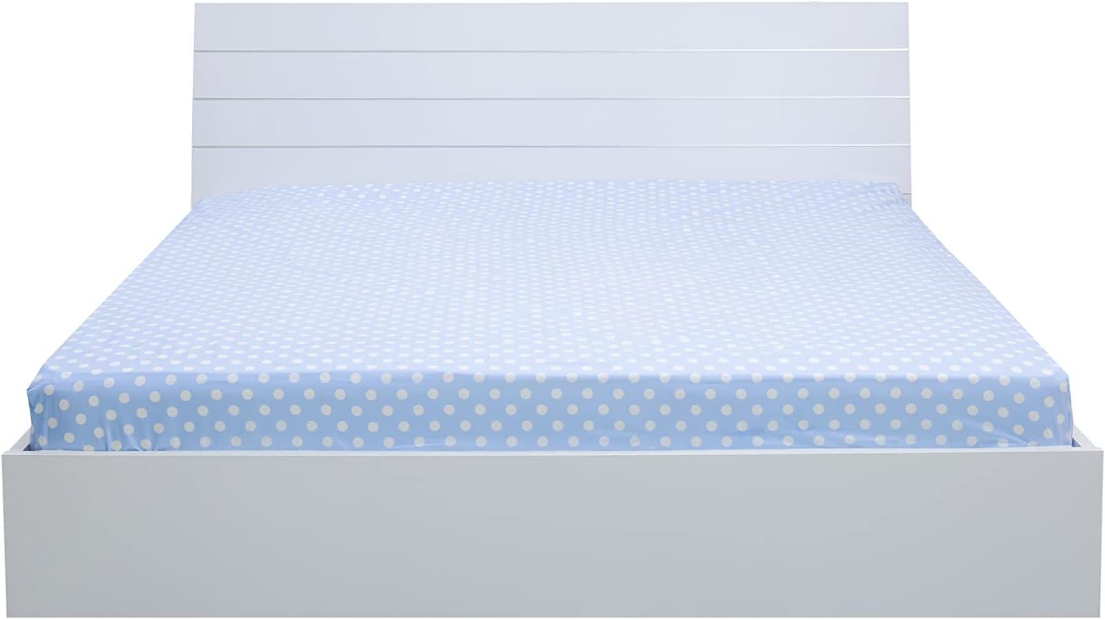 Hotel Linen Klub DEYARCO - Polka Dots Double Fitted Sheet 1pc , Fabric: 144TC 100% Cotton Polka Dot Printed Size: 1pc fitted sheet 150 x 200 + 30 cm , Sky Blue