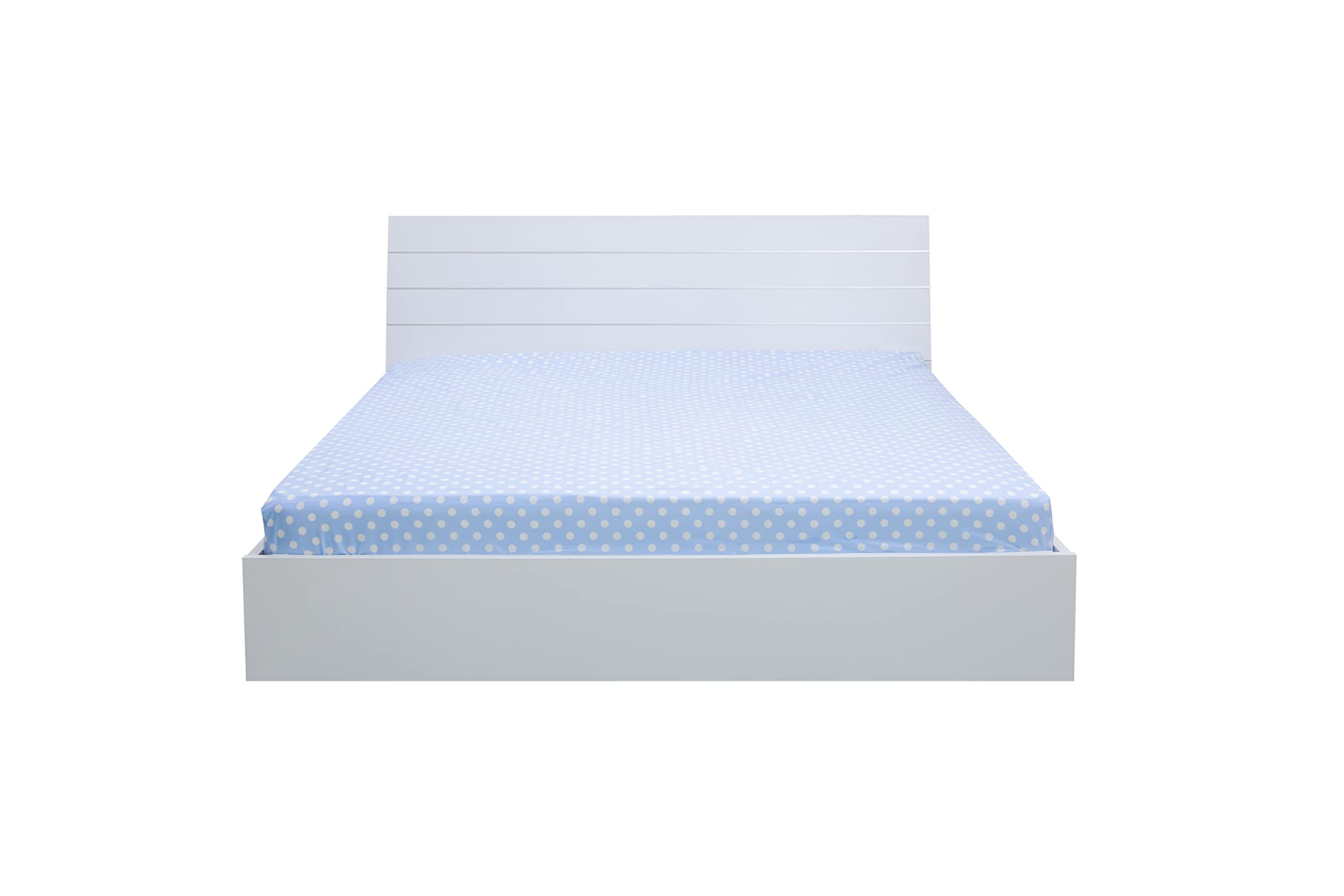 Hotel Linen Klub DEYARCO - Polka Dots Double Fitted Sheet 1pc , Fabric: 144TC 100% Cotton Polka Dot Printed Size: 1pc fitted sheet 150 x 200 + 30 cm , Sky Blue