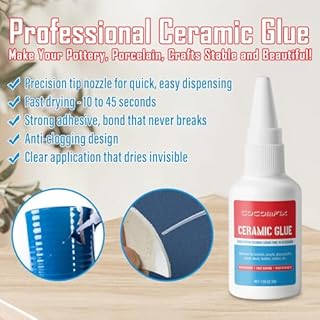 Waterproof Ceramic Glue - 30g Clear CA Glue for Pottery & Porcelain Repair, High Temperature Resistant, No Smell After Cure and Food Grade & Invisible Fix