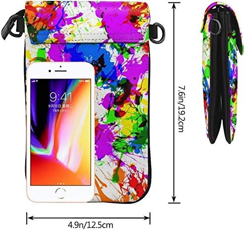 Paint Splatter Women Soft PU Leather Cellphone Purse Wallet Handbag Small Crossbody Shoulder Bag