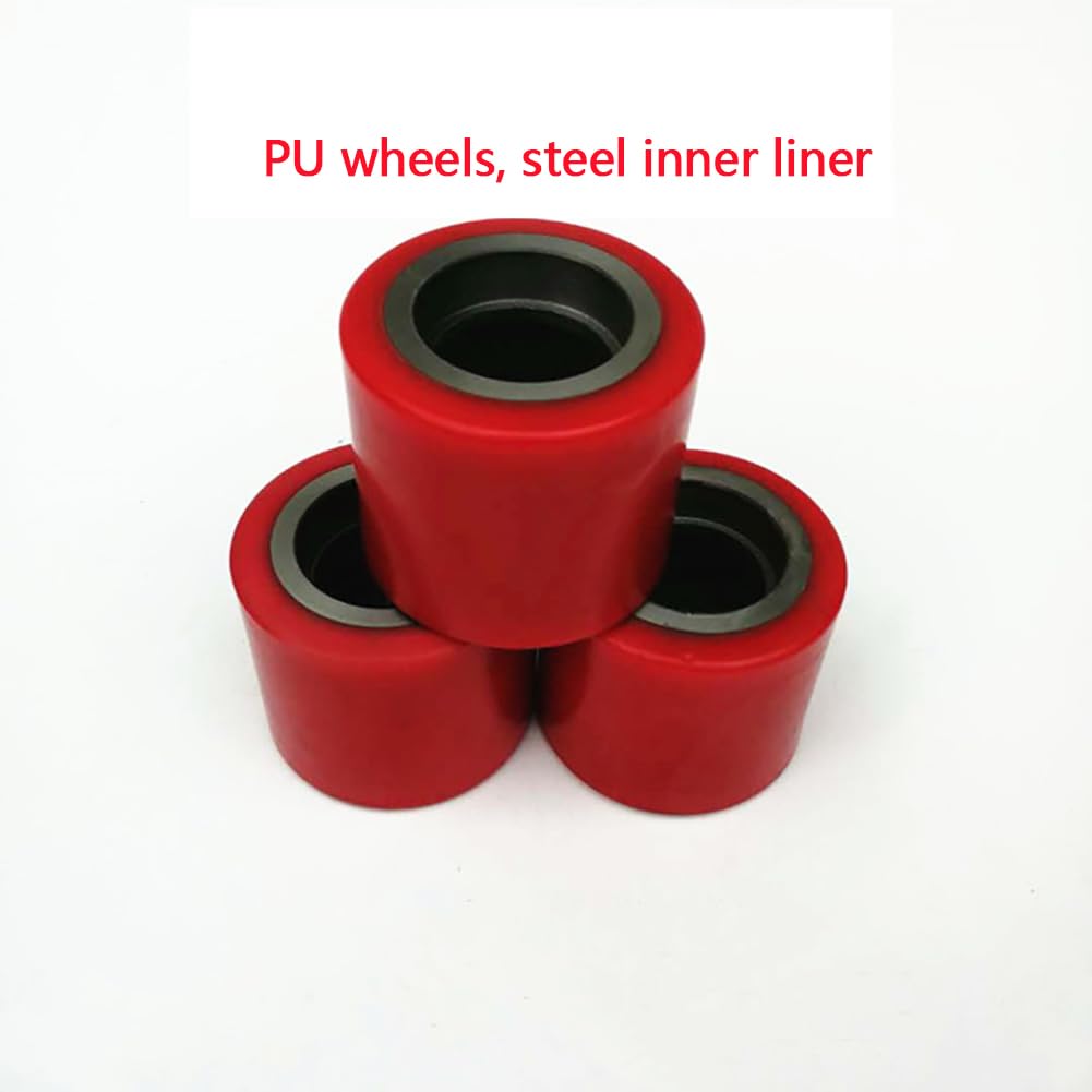 Ruote per transpallet Set completo 2 ruote sterzanti 200x50mm, 4 Rullo di carico anteriore 80x70mm carrello portapallet Rulli per camion pallet PU Foro da 20mm Cuscinetto-6204 Carico totale 3000kg
