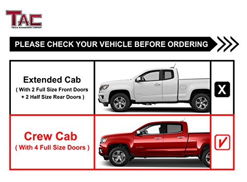 Tac Side Steps Fit 2015-2022 Chevy Colorado Crew Cab/Gmc Canyon Crew Cab (90Deg Bent Ends) Truck Pickup 3" Black Nerf Bars Running Boards 2Pcs #TOP3