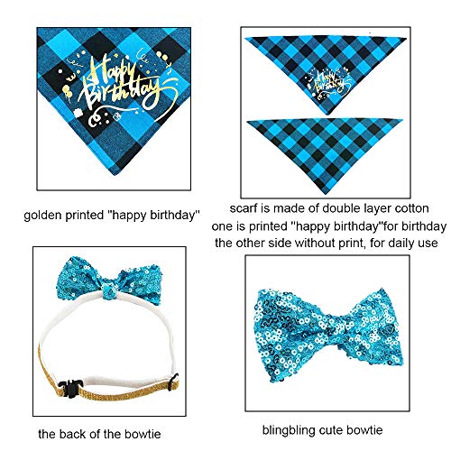 Adoggygo Dog Birthday Boy Bandana - Dog 1St Birthday Party Supplies - Dog 1St Birthday Hat Scarf Happy Birthday Banner Dog Boy First Birthday Outfit For Dogs Pets (Blue Hat&Scarf&Collar&Banner) #TOP3