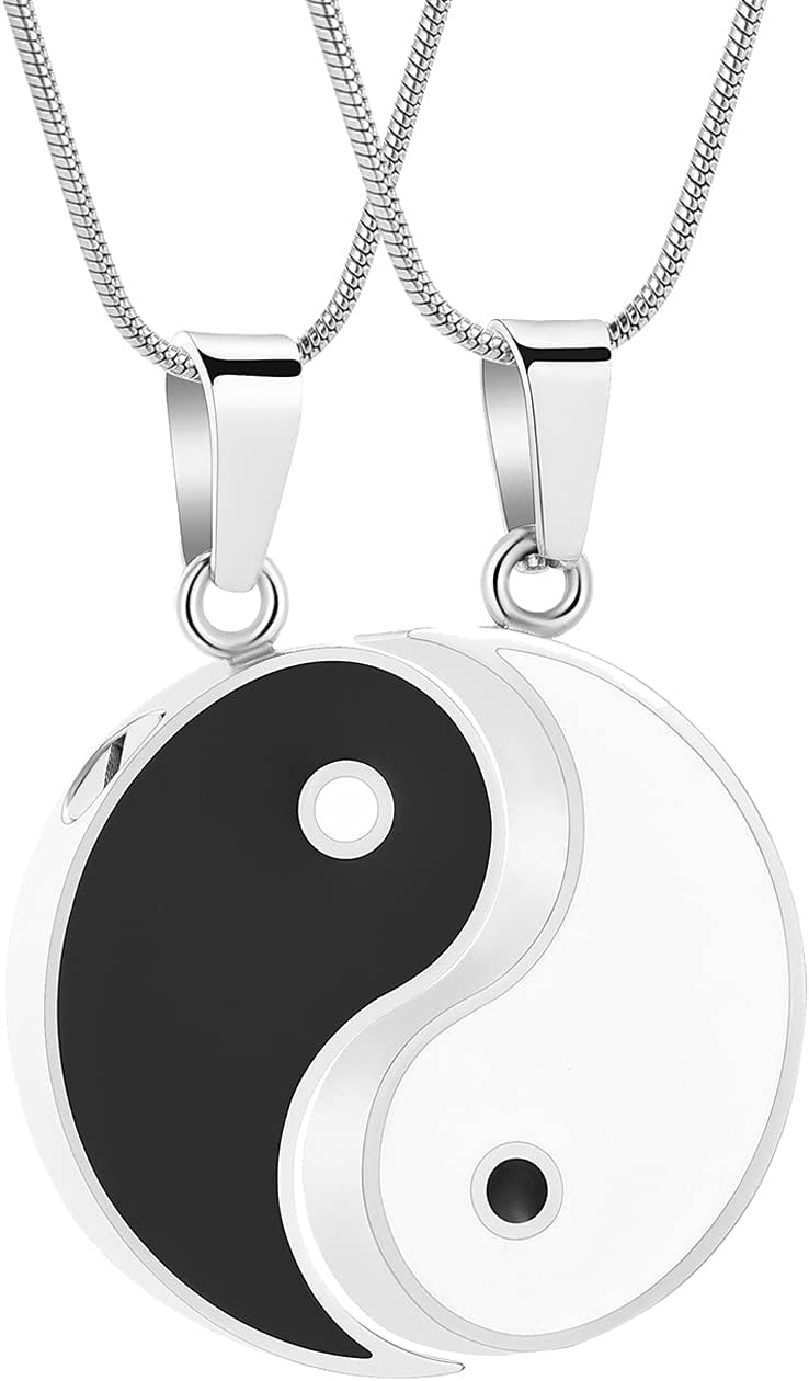 Cremation Jewelry Yin Yang Pendant Necklace Stainless Steel Taiji Bagua Urn Jewelry for Ashes Keepsake Funeral Casket Jewelry