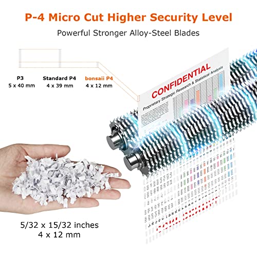 image for Bonsaii 12 Sheet Micro Cut Paper Shredder | 60-Minute Continuous Run T