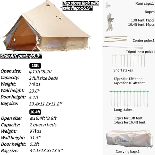 Carpa tipo campana de lona DANCHEL OUTDOOR para 4-6 personas miniatura 6