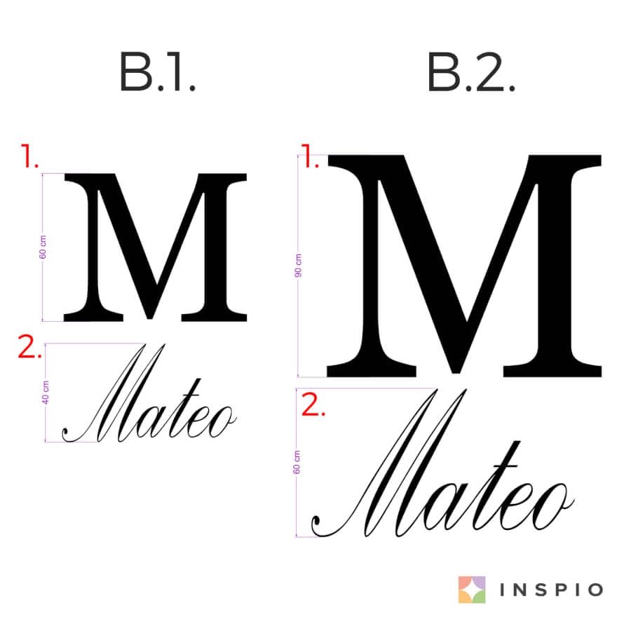 INSPIO Stickers muraux - Prénom avec une grande lettre initiale à part (B.2 h.90 cm)