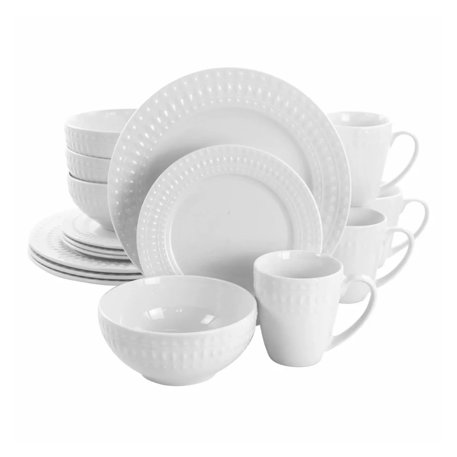16-teiliges rundes Porzellan-Geschirr-Set, Restaurant, Hotel, Steingut, Teller und Schüssel, Speiseteller-Set
