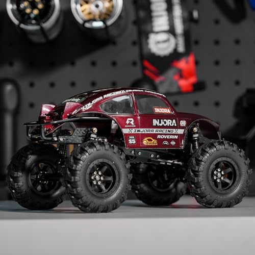 INJORA BUG24 Body with Roll Cage for 1/24 Axial SCX24 C10 JLU Bronco Base Camp 4Runner Upgrade(Burgundy)