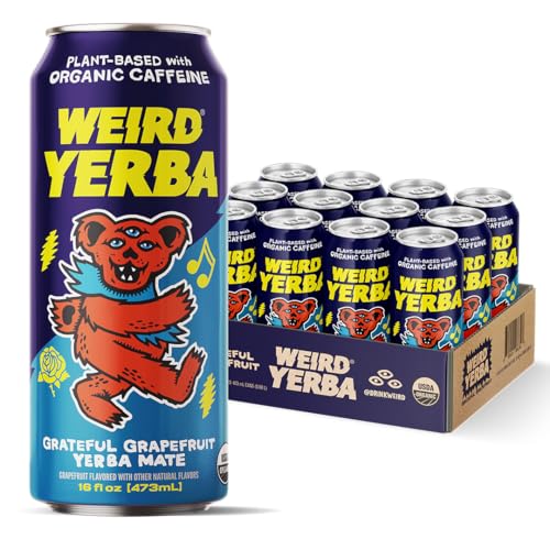 Drink Weird Organic Grateful Grapefruit Yerba Mate – 16oz Cans,