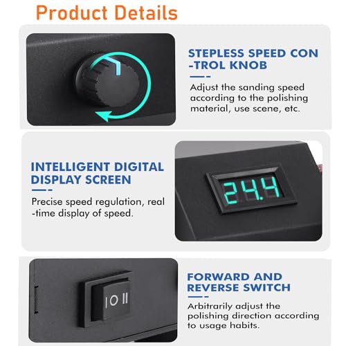 Mini-bandschuurmachine, 350 W, elektrische schuurmachine, bandschuurmachine, wordt geleverd met 10 stuks 3,2 x 15 inch schuurbanden, geschikt voor het slijpen van gereedschap, metaal, hout, aluminium, - Afbeelding 5
