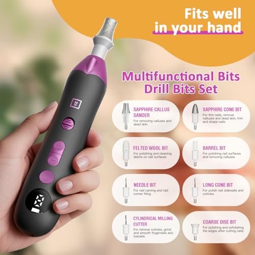 Image of Mfish Electric Callus Remover for Feet, Rechargeable Foot File with Digital Display, 9 Speeds & 8 Grinding Heads, Professional Pedicure Tool for Thick Calluses, Cracked Heels & Hard Skin Black