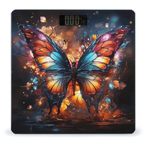 Báscula digital de baño Colorful Butterflies con vidrio templado miniatura 1