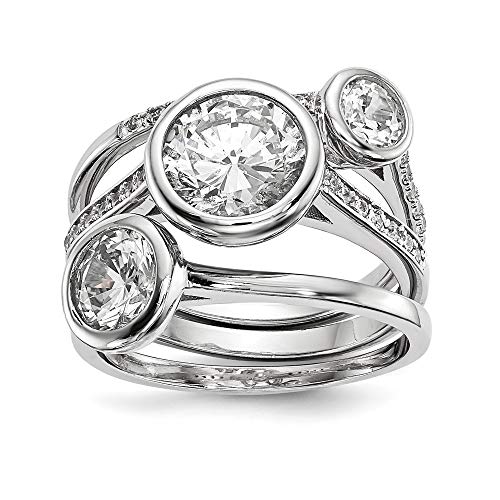Fashion Ring Band 925 White Sterling Silver Mother's Day Flat