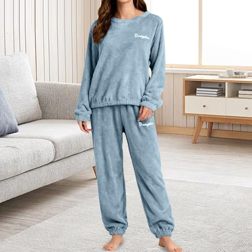 Fleece Pajamas Women 2 Piece Soft Cozy Long Sleeve Top and Pants Lounge Set - image 3