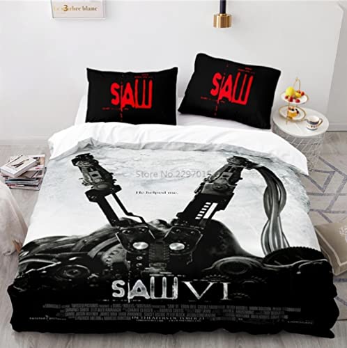 Juego De Ropa De Cama 3D De Sierra De Película De Terror Juegos De Fundas De Edredón con Fundas De Almohada Textiles para El Hogar Tamaño Doble Queen King para Decoración De Dormitorio 240 * 260cm