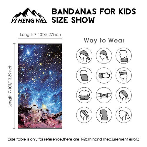 2 PCS Kids Face Mask Neck Gaiters Full-Coverage Bandanas Headband Tube Neck for Boys Girls, School Supplies for Kids(A Galaxy 1, 11-14T/9.0514.17inch) - Thumbnail 5