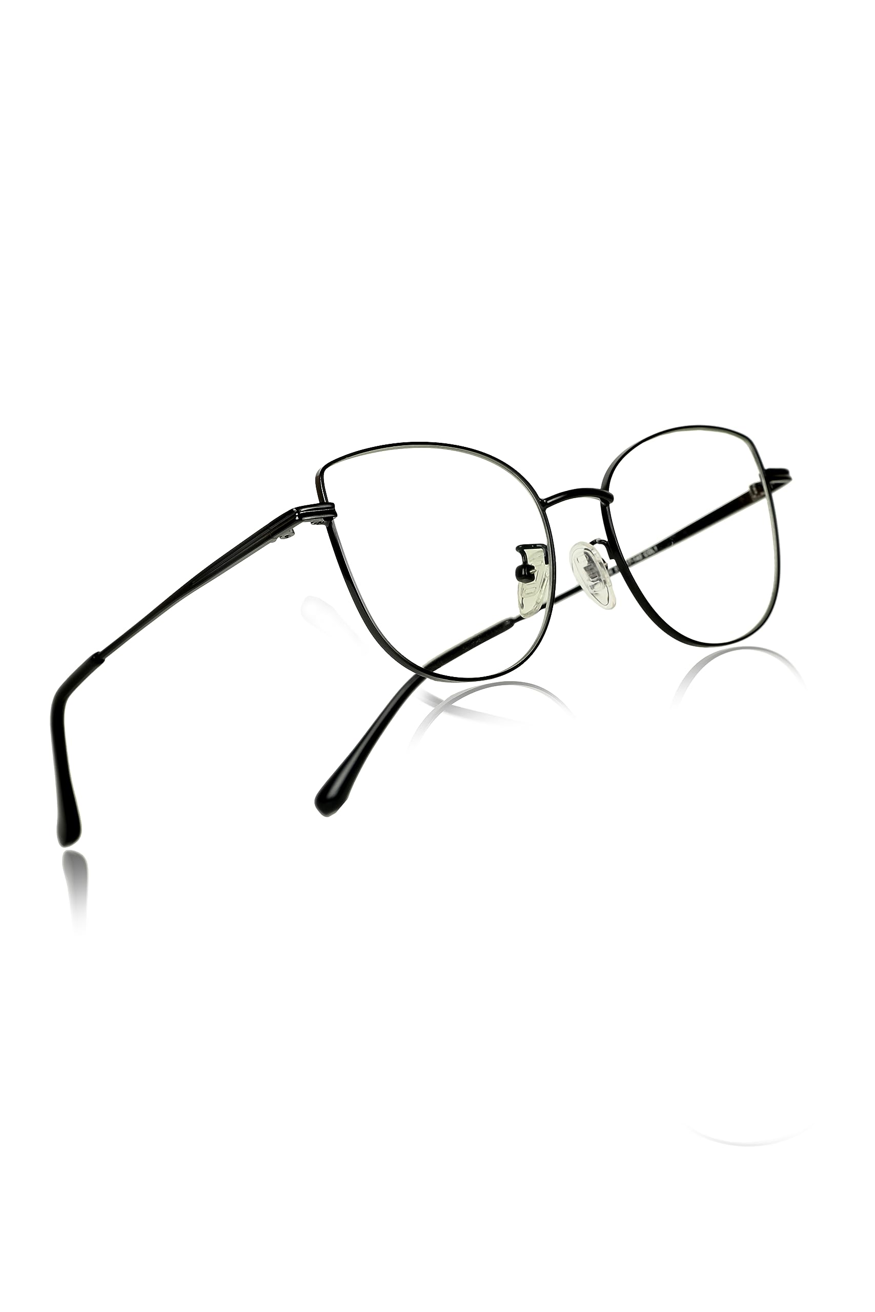 Jodykoes Cat Eye Frames for Women Premium Series Designer Eyeglasses with Blu Cut Anti-Glare Protection | Fashionable Metal Frames for Eyeglasses Woman (Black) - Image 4 thumbnail