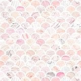 Danmyho Mermaid Scales Peel and Stick Wallpaper Light Pink Waves Self Adhesive Wallpaper Removable Contact Paper for Cabinets Drawers Bedroom