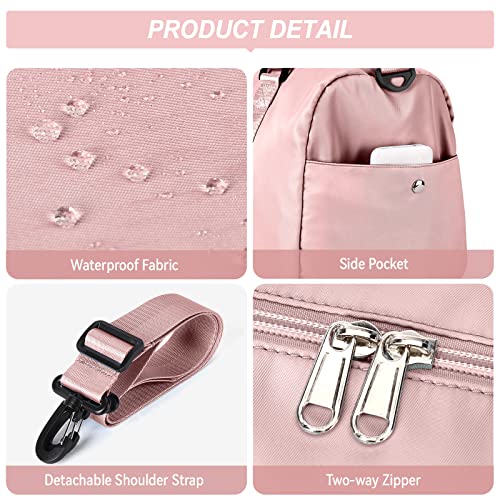 Weekender Gym Duffel Bags for Women Pink with Toiletry Bag, Travel Totes Bag for Airplane, Cute Sports Gym Dance Bag Overnight Luggage Bag with Wet Pocket Shoe Compartment, Carry On Hospital Bag