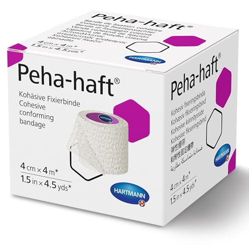 Peha-haft benda coesiva di fissaggio estensibilità 100%, bianco, 4cm x 4m, 1 unità